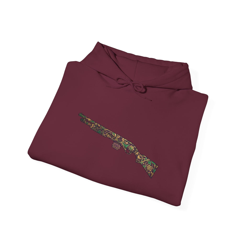 Floral Shotgun Hoodie-Vintage Gun Graphic