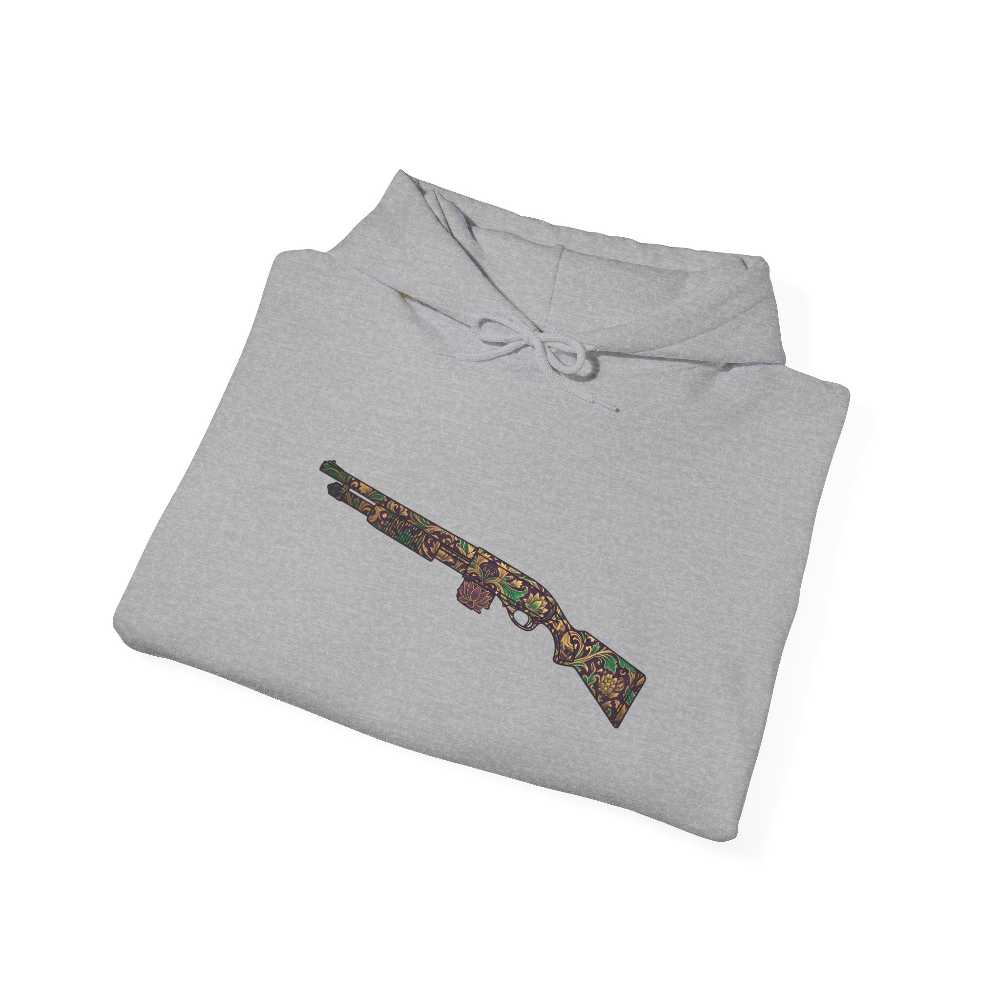 Floral Shotgun Hoodie-Vintage Gun Graphic