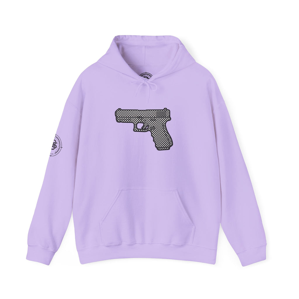 Checker Pistol Silhouette Hoodie - Graphic Pistol Pullover