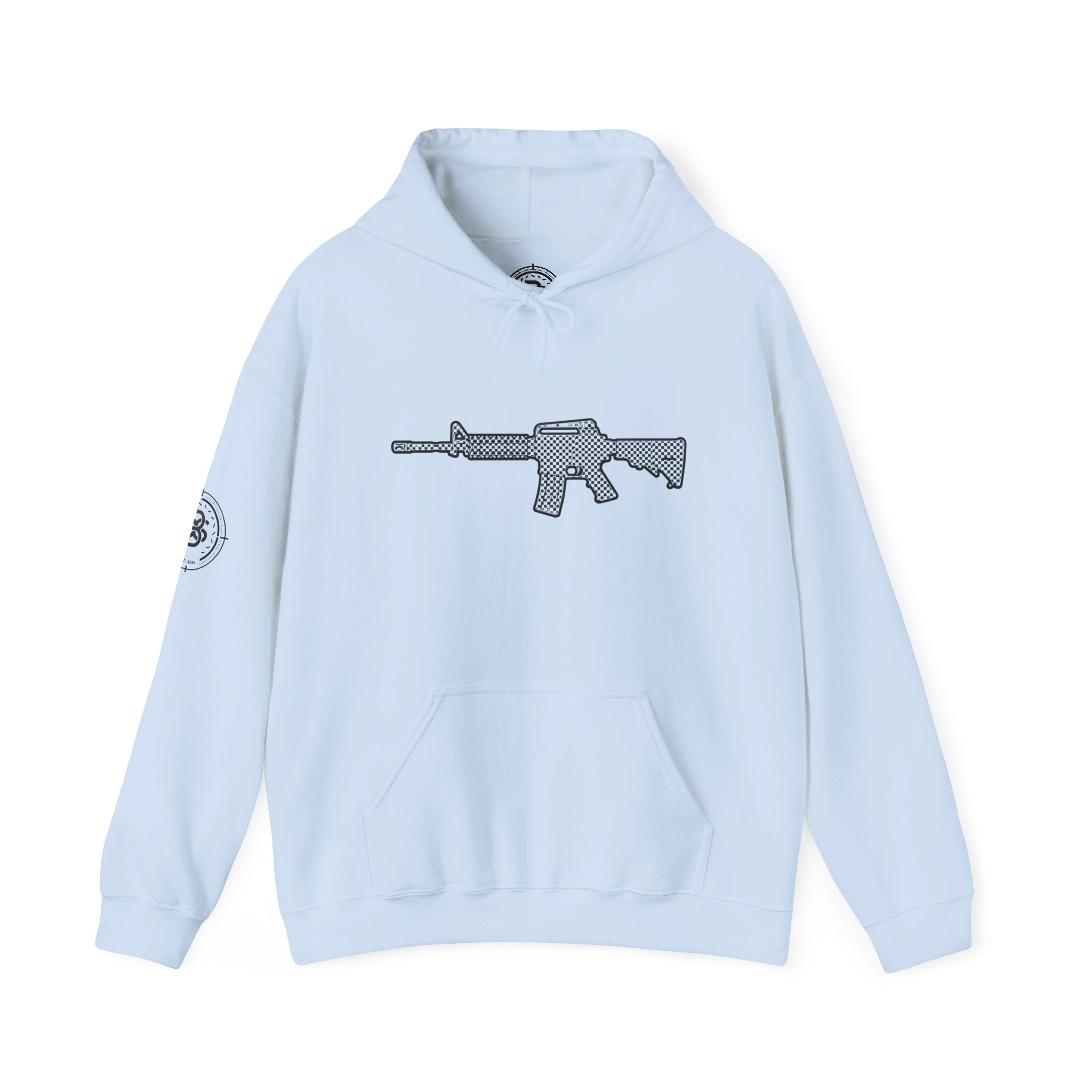 Checker Rifle Outline Graphic Hoodie
