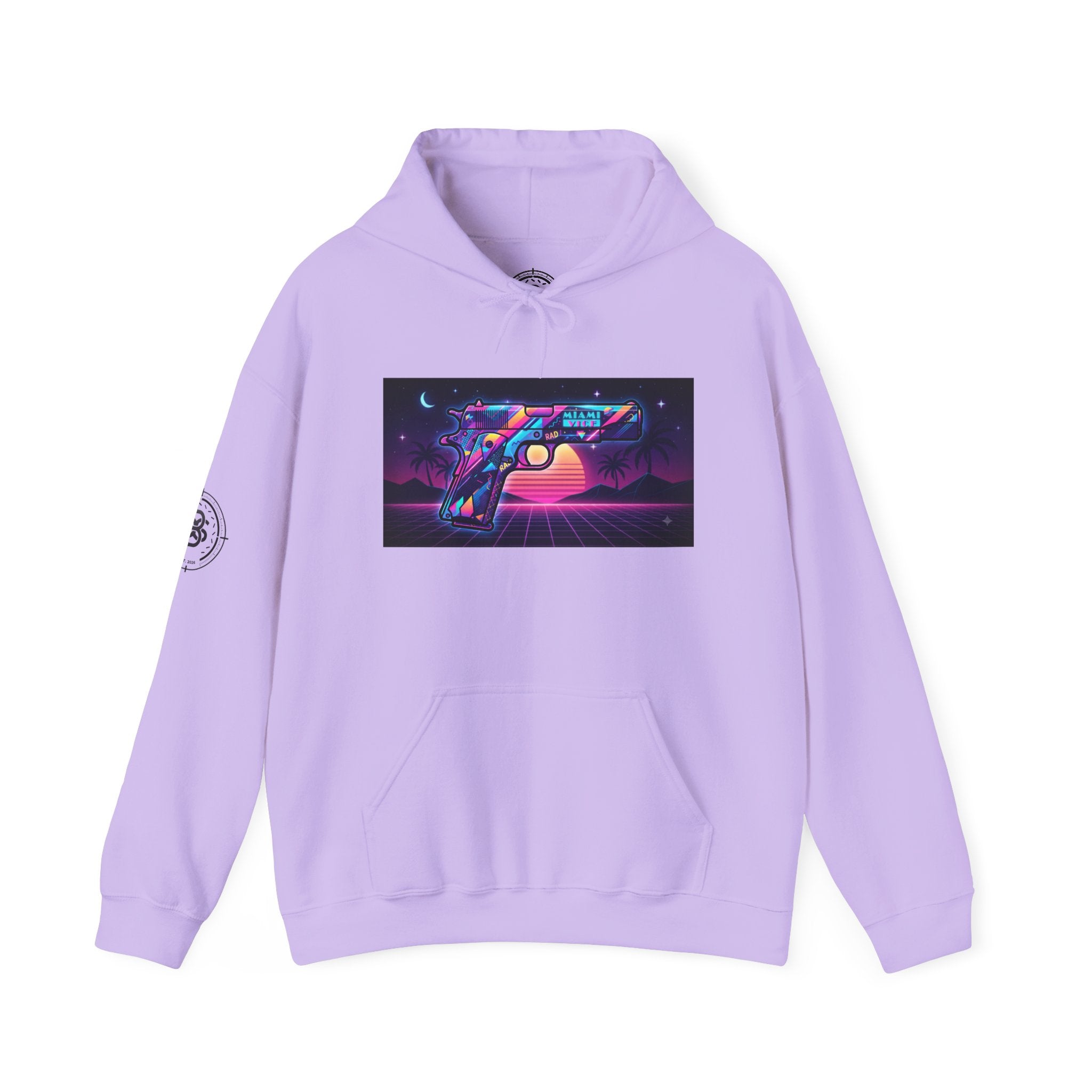 Retro 80's Pistol Sunset Hoodie — Neon Synthwave Vaporwave Graphic