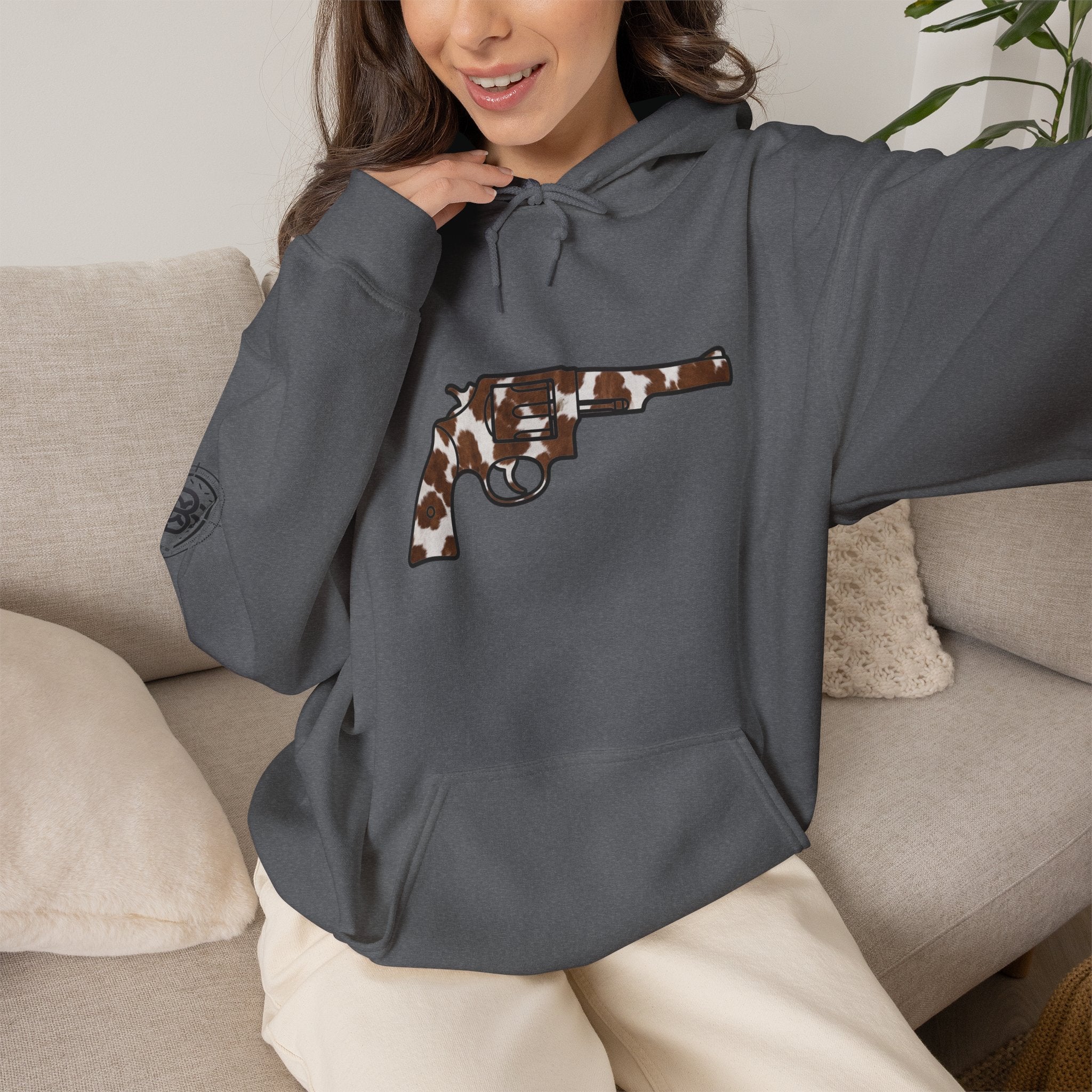 Cowhide Revolver Silhouette Hoodie Unisex