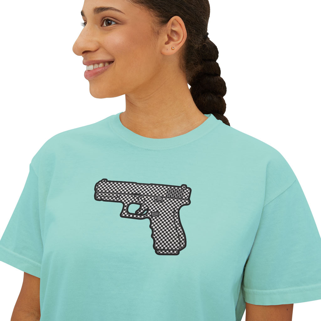 The Checker Collection-Pistol — Women's Boxy Tee