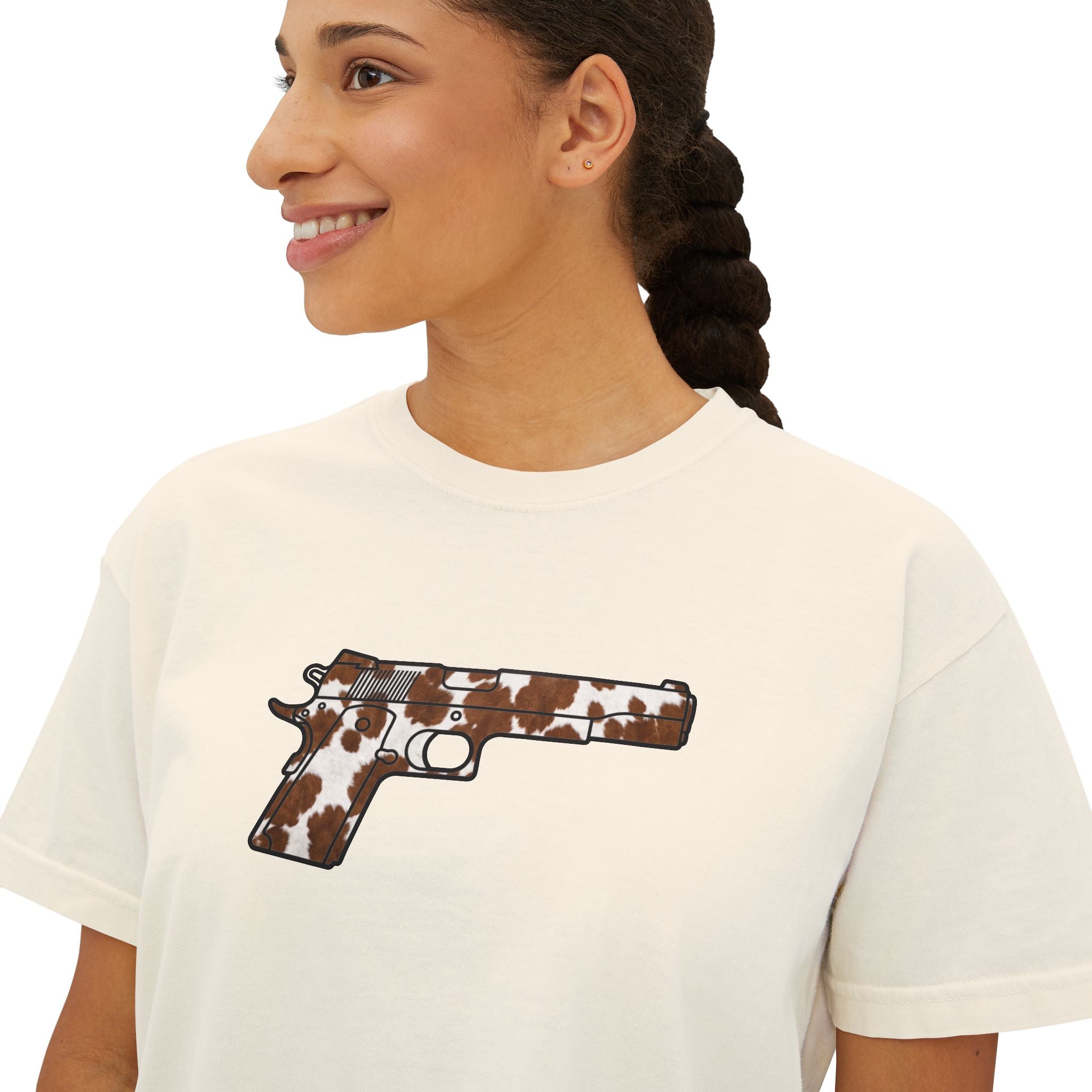 The Cowhide Collection- Pistol- Women's Boxy Tee