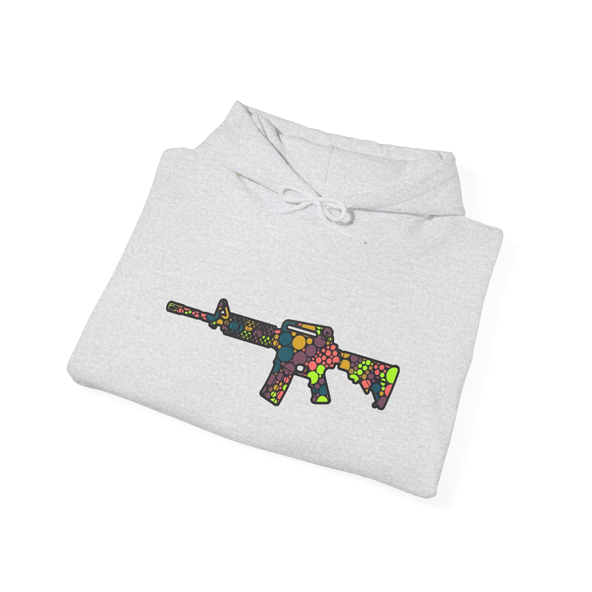 Rifle Dot Pattern Hoodie — Colorful Tactical Graphic Sweatshirt