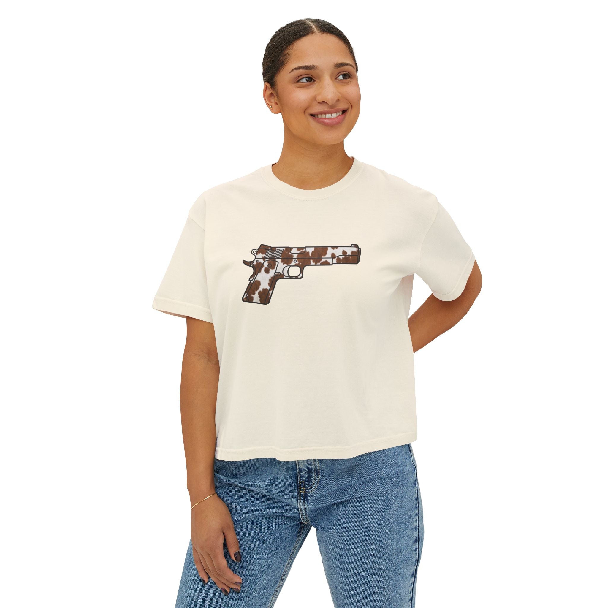 The Cowhide Collection- Pistol- Women's Boxy Tee