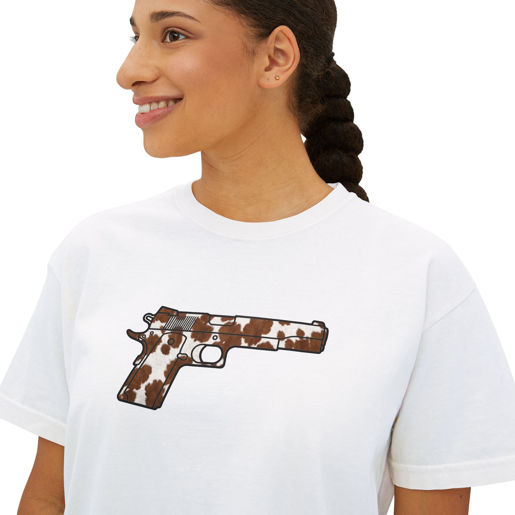 The Cowhide Collection- Pistol- Women's Boxy Tee