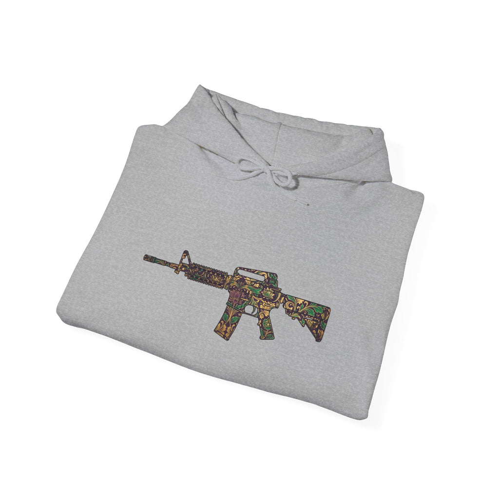 Floral AR Rifle-Vintage Gun Graphic Hoodie