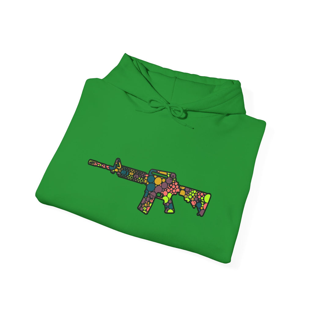 Rifle Dot Pattern Hoodie — Colorful Tactical Graphic Sweatshirt
