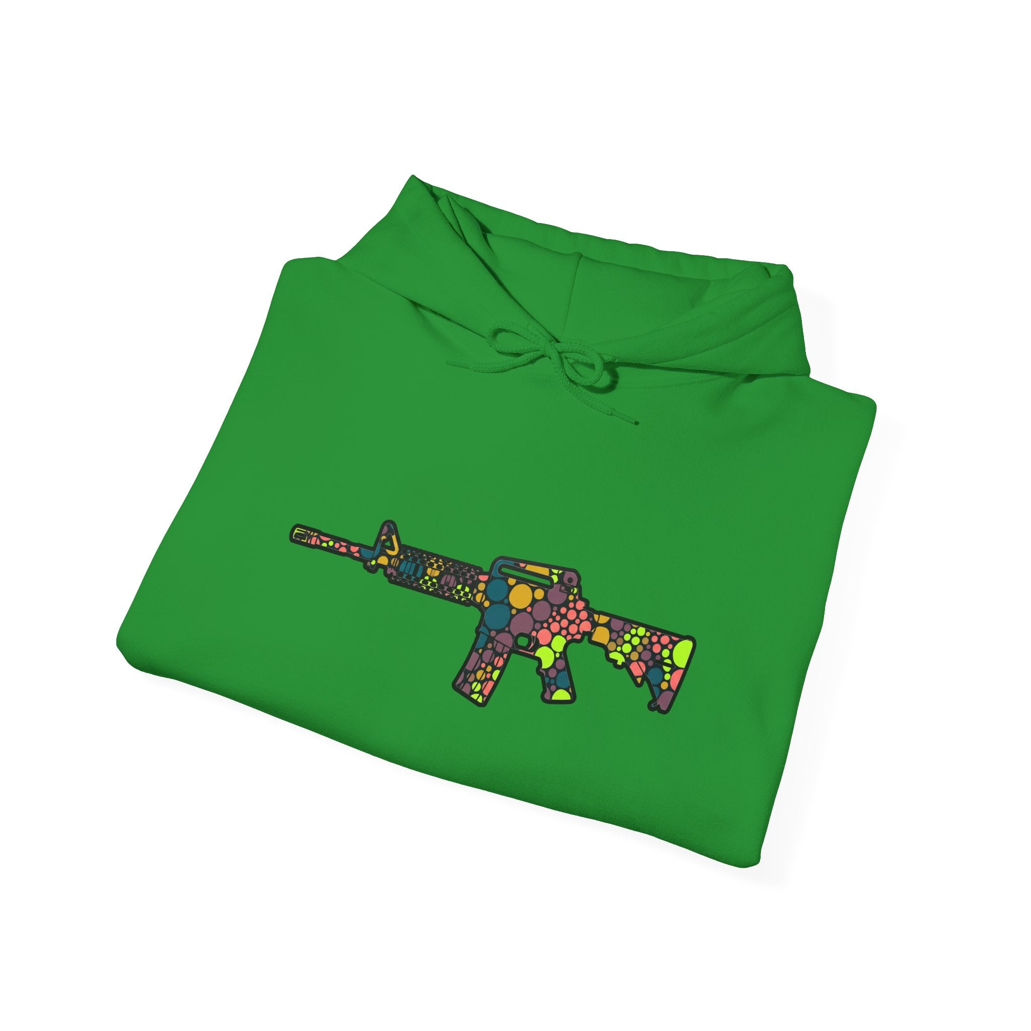 Rifle Dot Pattern Hoodie — Colorful Tactical Graphic Sweatshirt