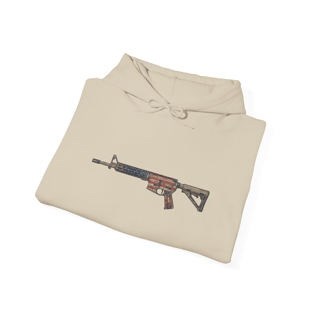 United States Flag AR Rifle Graphic Hoodie- America