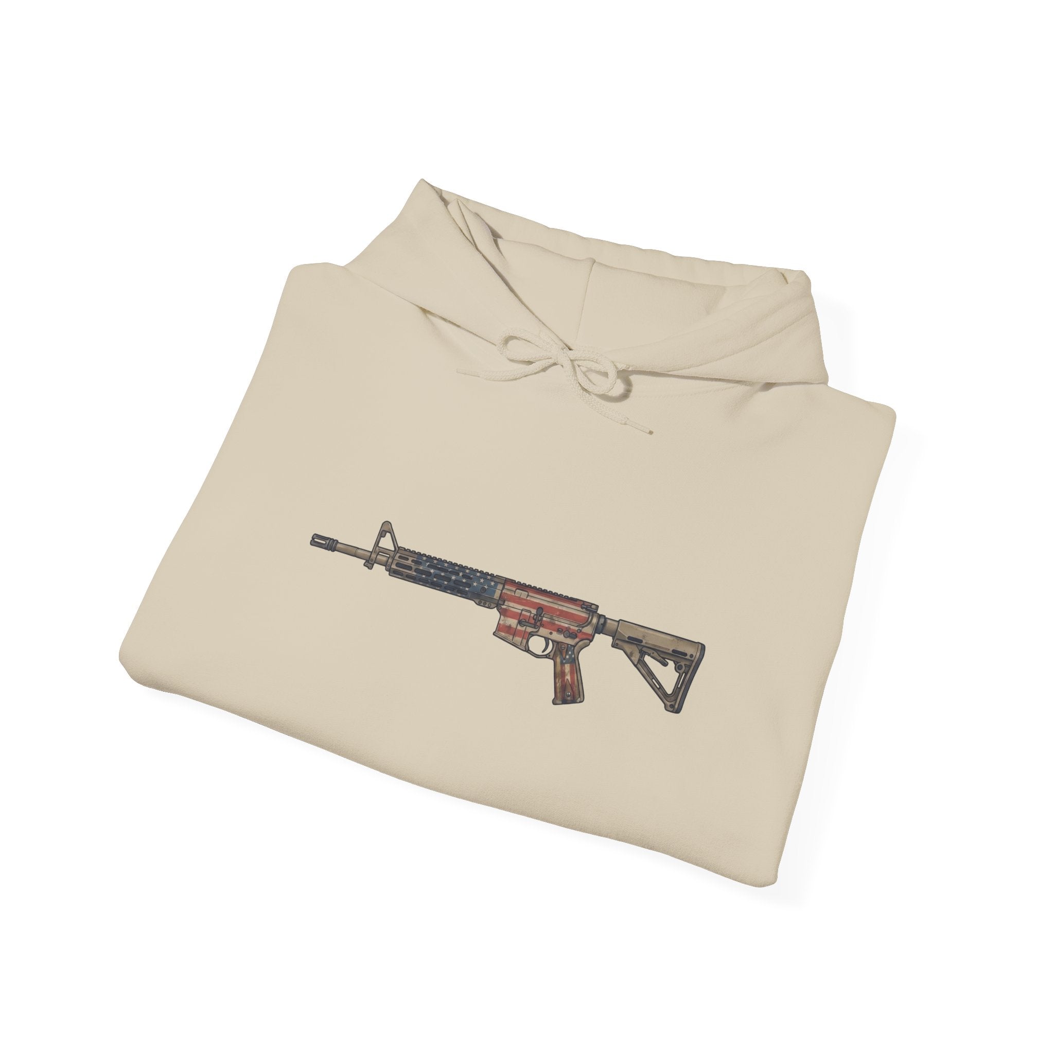 United States Flag AR Rifle Graphic Hoodie- America
