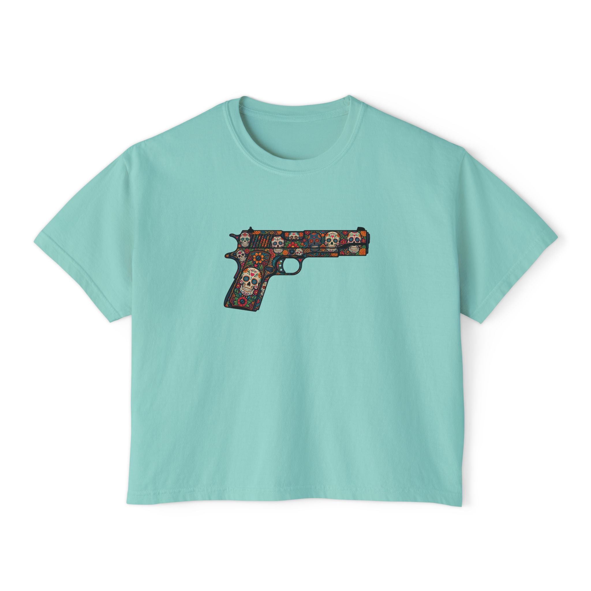 The Sugar Skull Collection -1911 Pistol- Women’s Boxy Tee