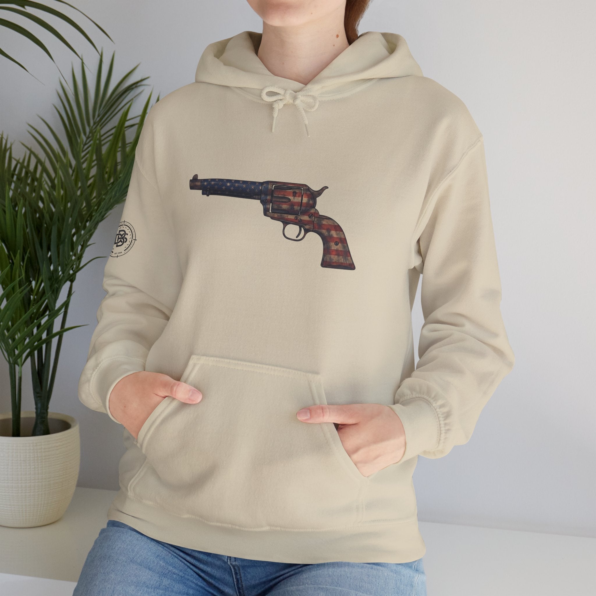 United States Flag Revolver Graphic Hoodie