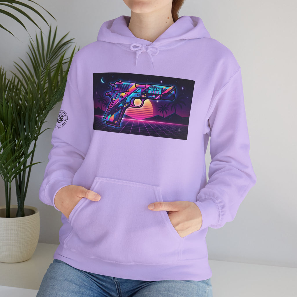 Retro 80's Pistol Sunset Hoodie — Neon Synthwave Vaporwave Graphic