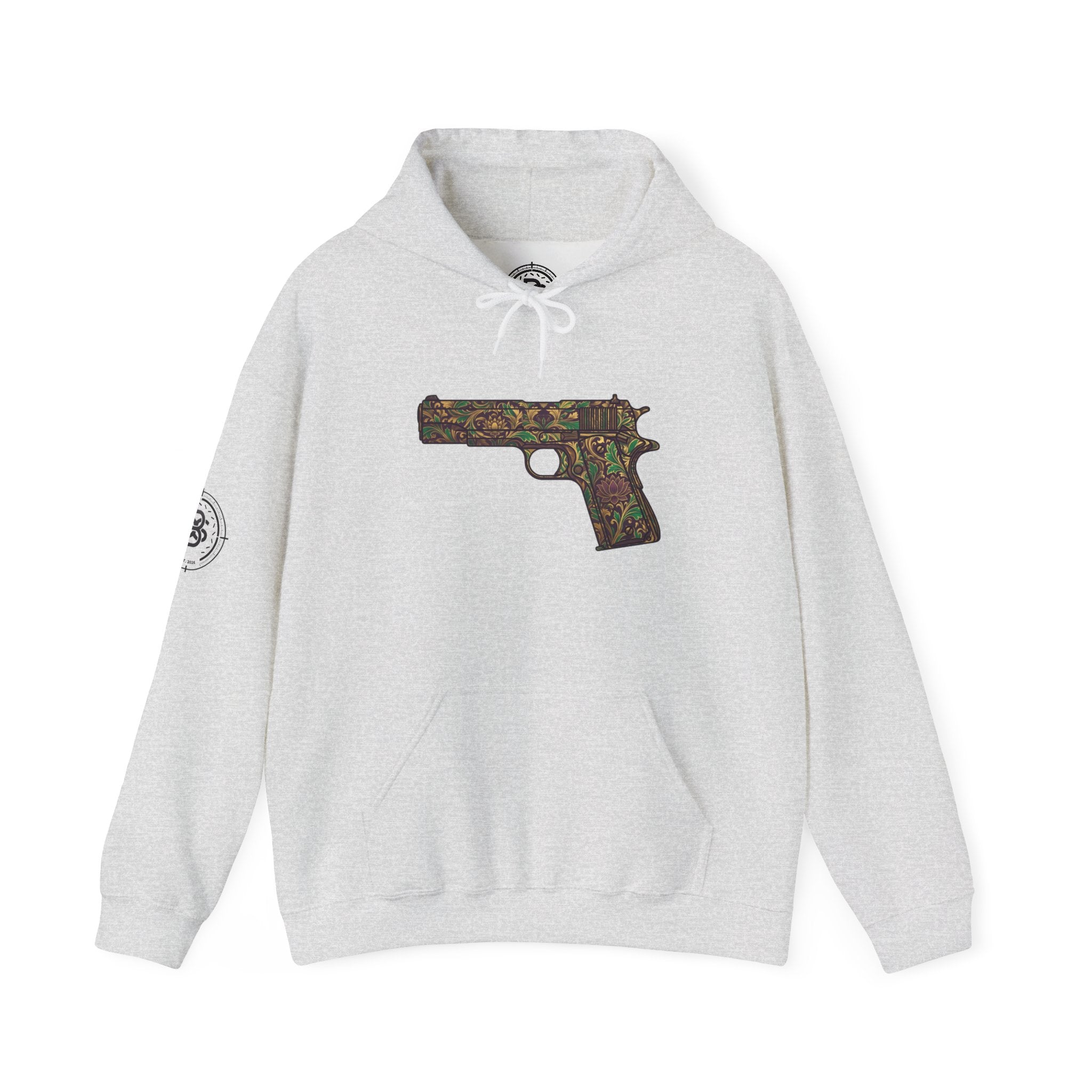 Floral Pistol Hoodie — Vintage Gun Graphic Hoodie