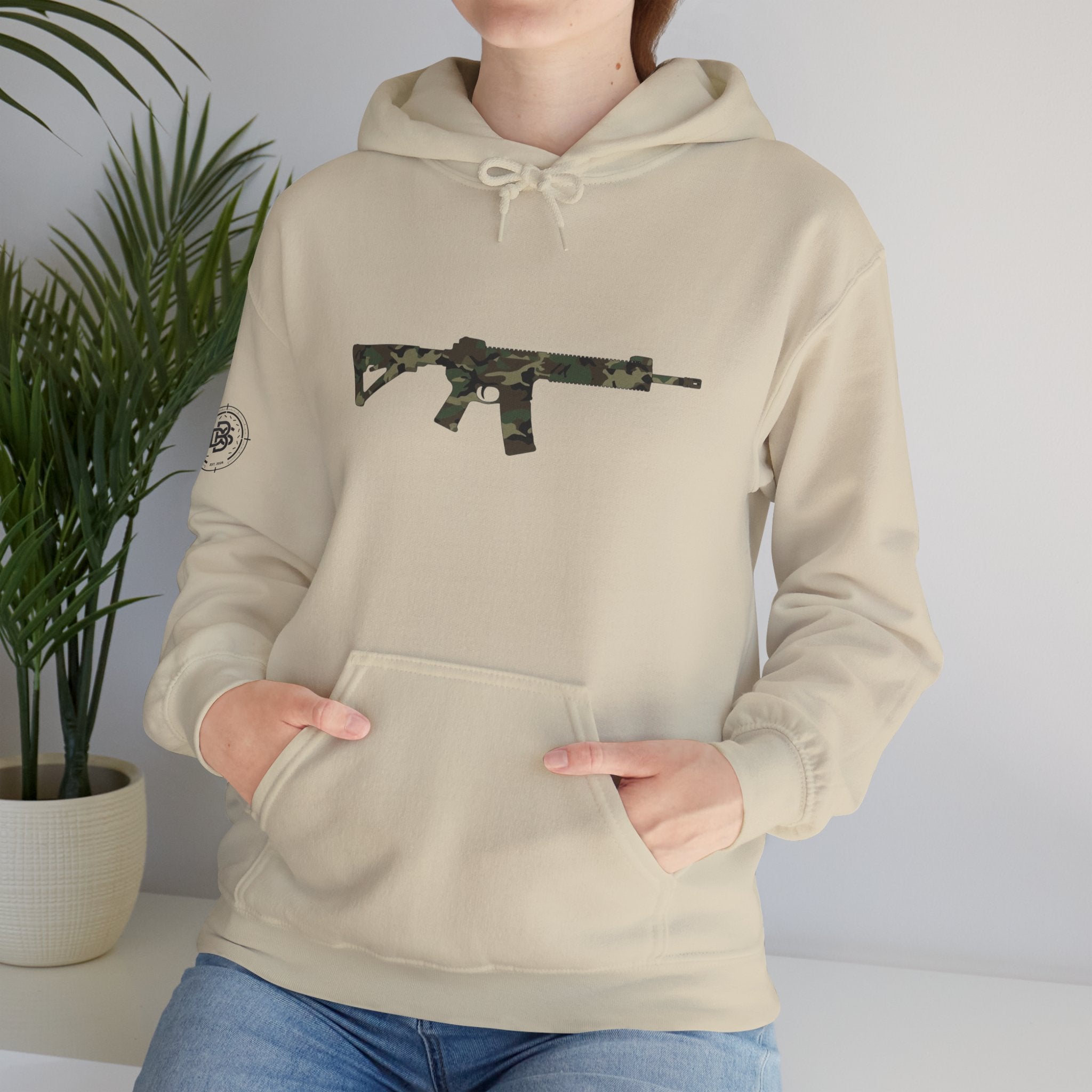 AR Rifle Camo Graphic Hoodie - Military Style Pullover