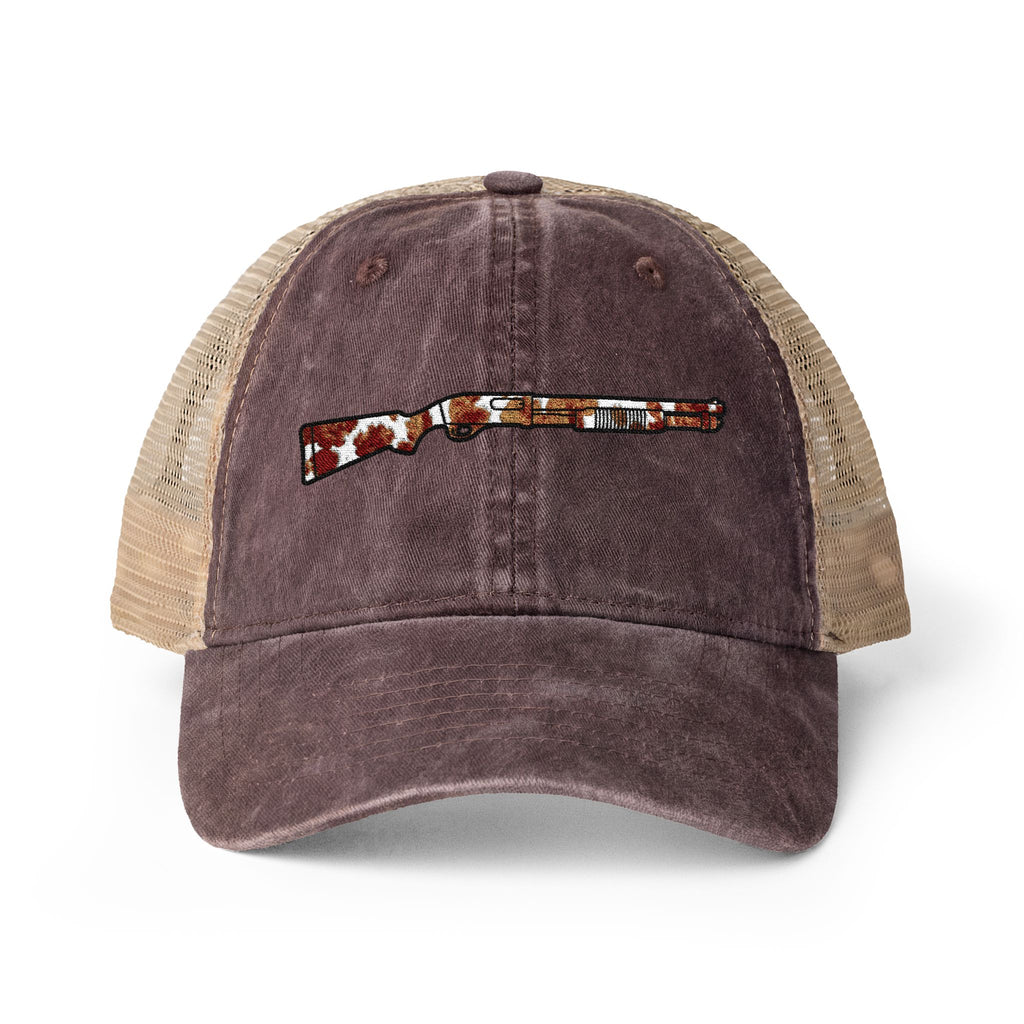Cow Print Shotgun Women's Washed Mesh-Back Cap