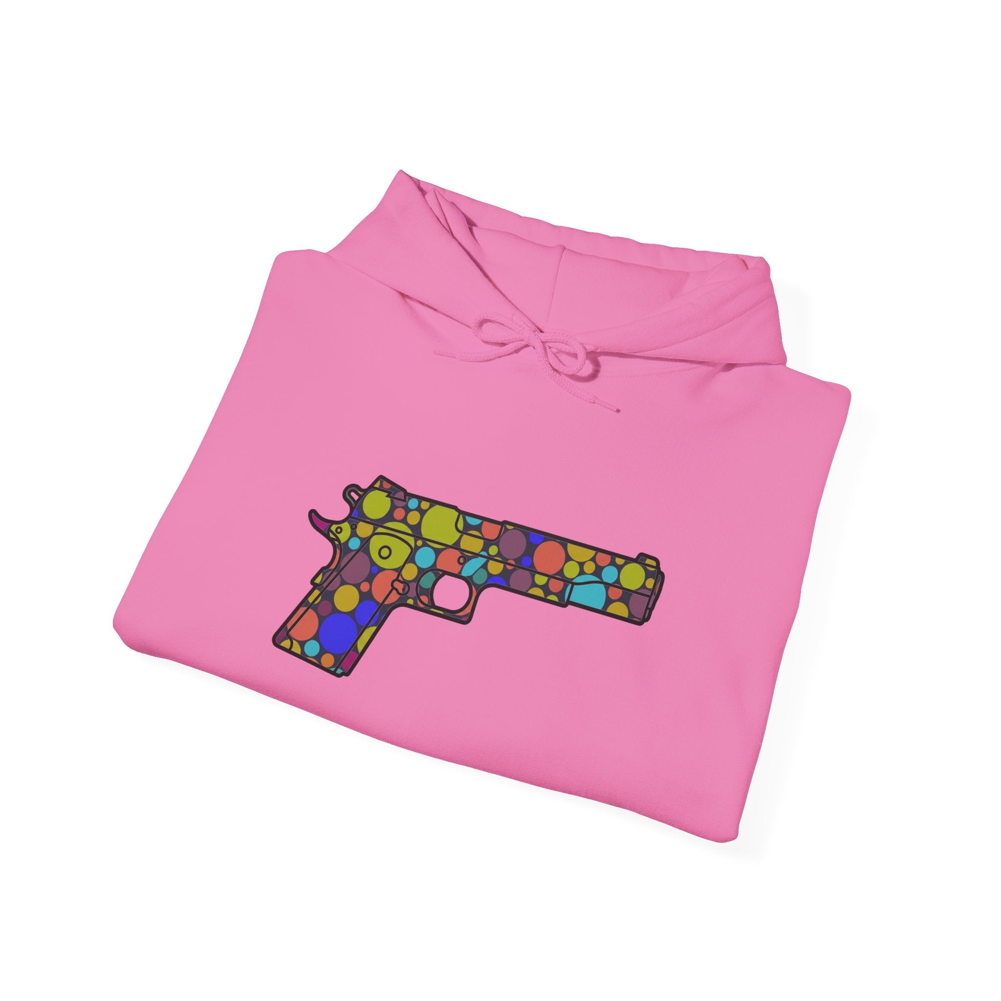 Dots Pistol Silhouette Hoodie — Colorful Mosaic Pistol Graphic Sweatshirt
