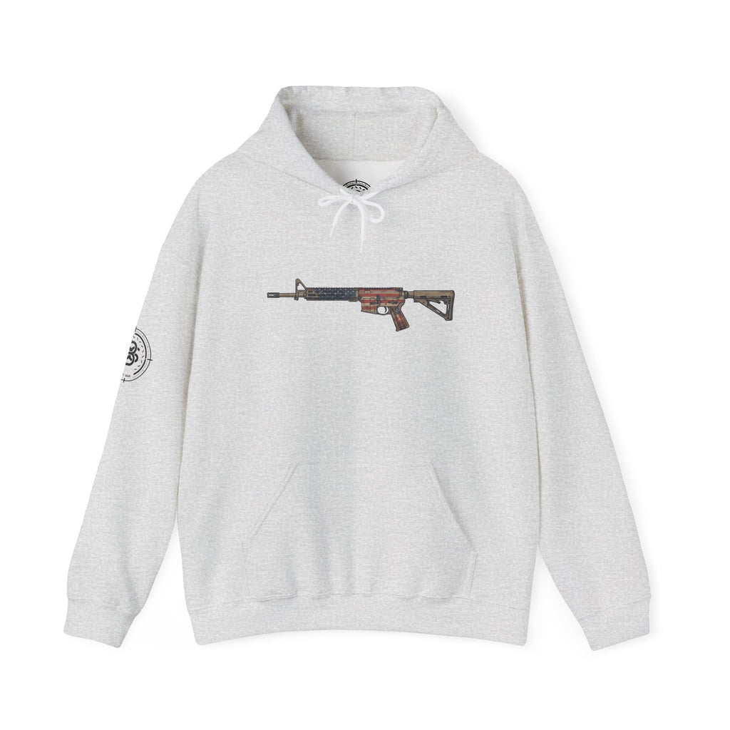 United States Flag AR Rifle Graphic Hoodie- America
