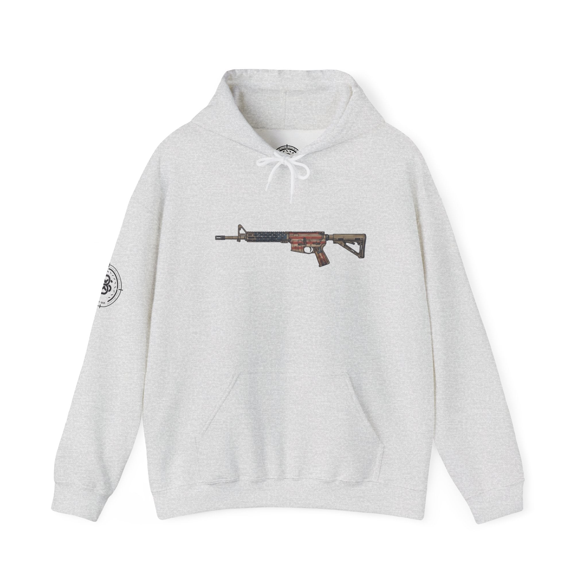 United States Flag AR Rifle Graphic Hoodie- America