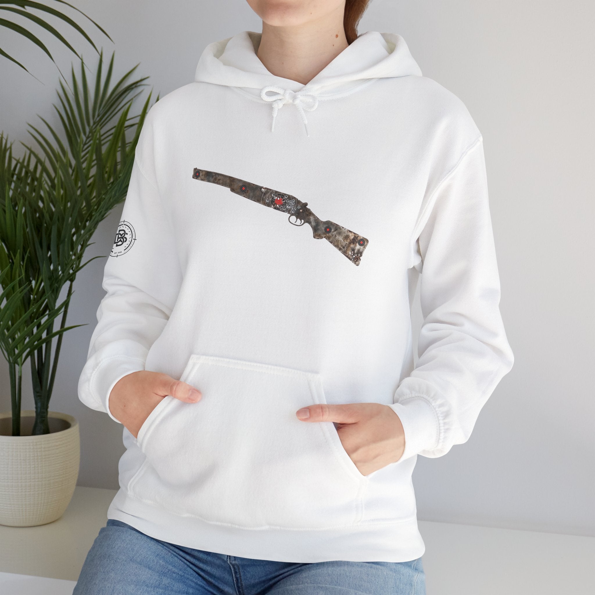 Vintage Metal Shotgun Target Graphic Hoodie