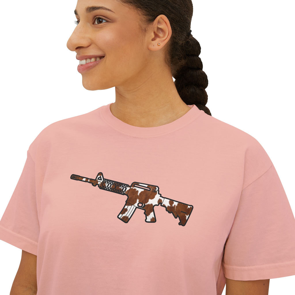 The Cowhide Collection- AR Rifle-Women's Boxy Tee