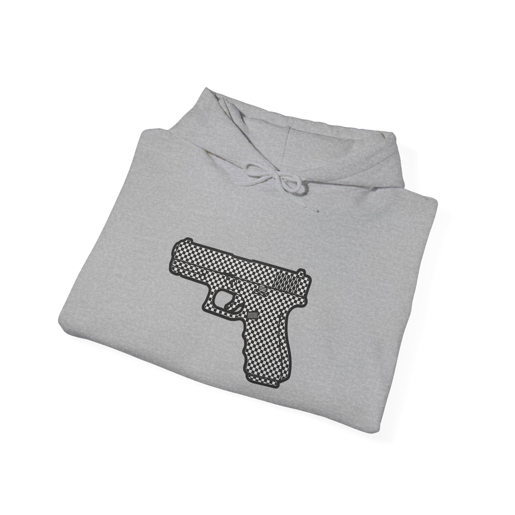 Checker Pistol Silhouette Hoodie - Graphic Pistol Pullover