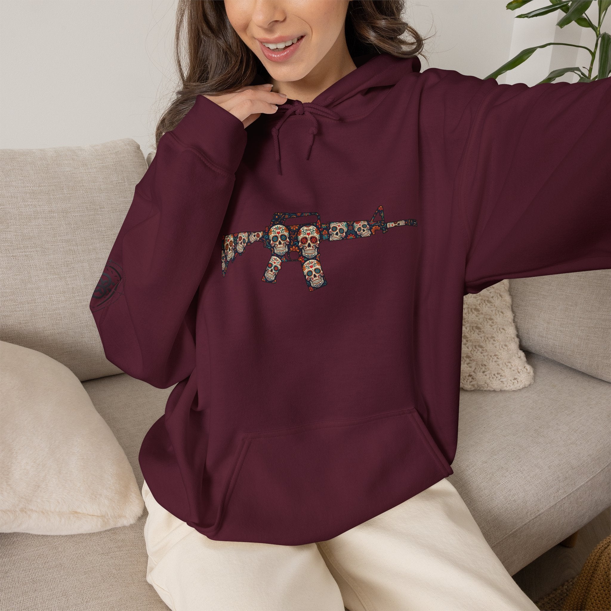 Sugar Skull AR-Style Rifle Graphic Hoodie