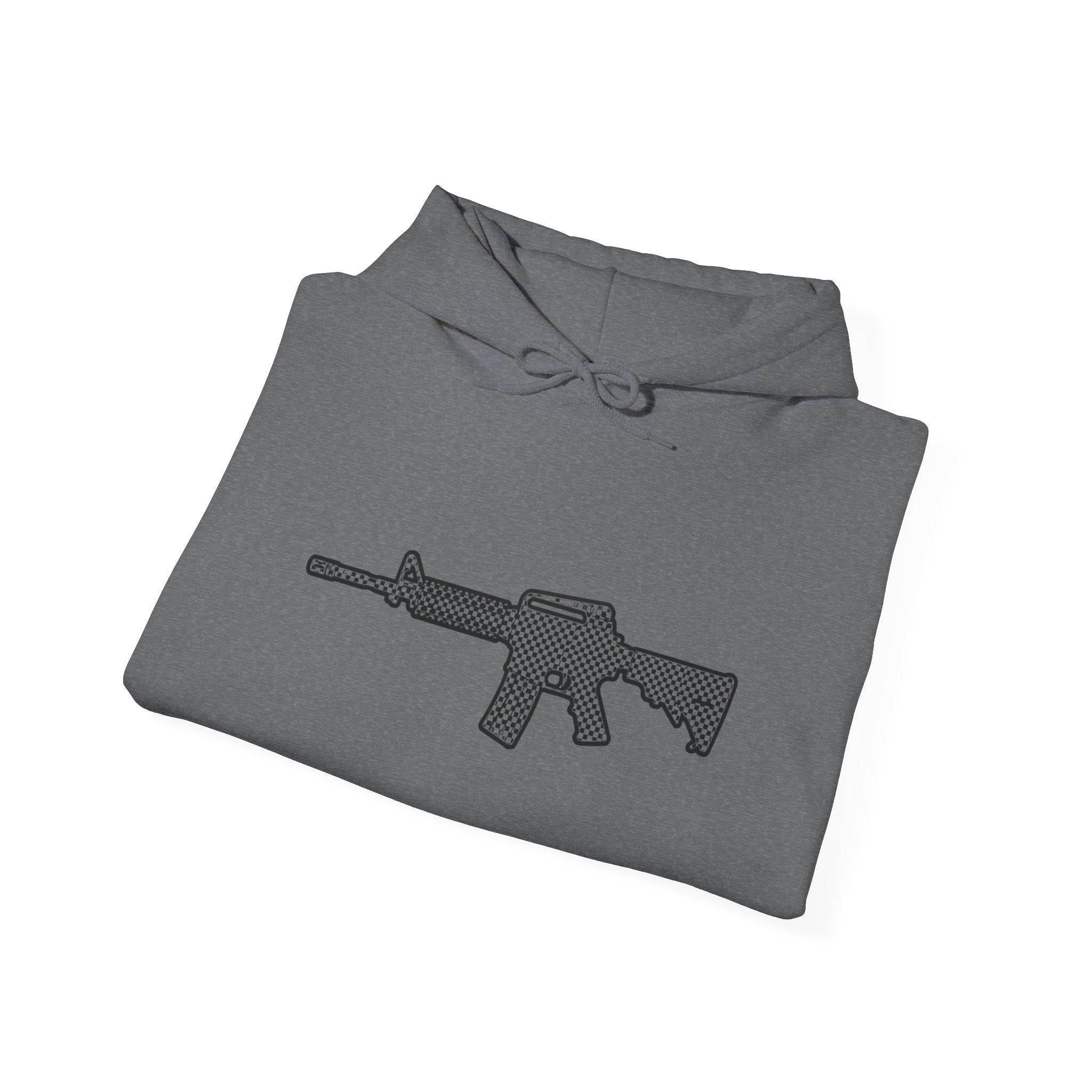 Checker Rifle Outline Graphic Hoodie