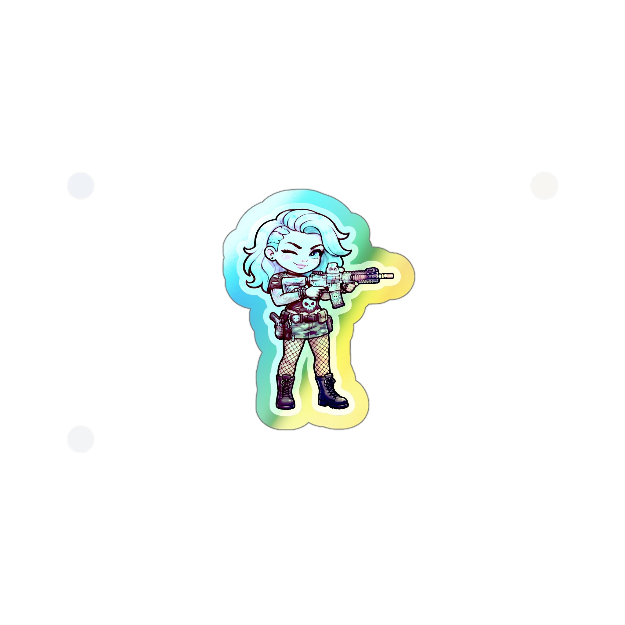 Cute Shooter Holographic Die-cut Stickers