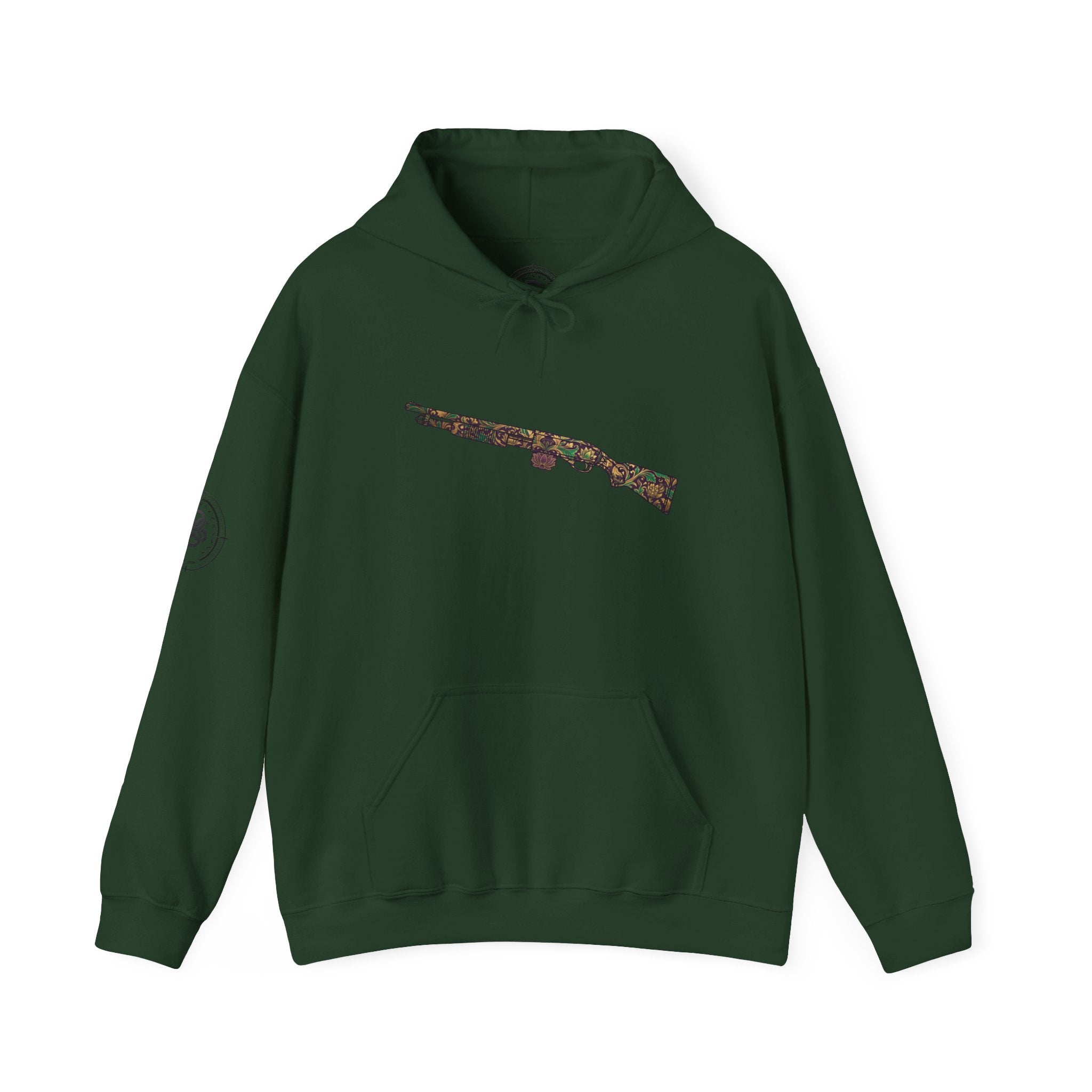 Floral Shotgun Hoodie-Vintage Gun Graphic