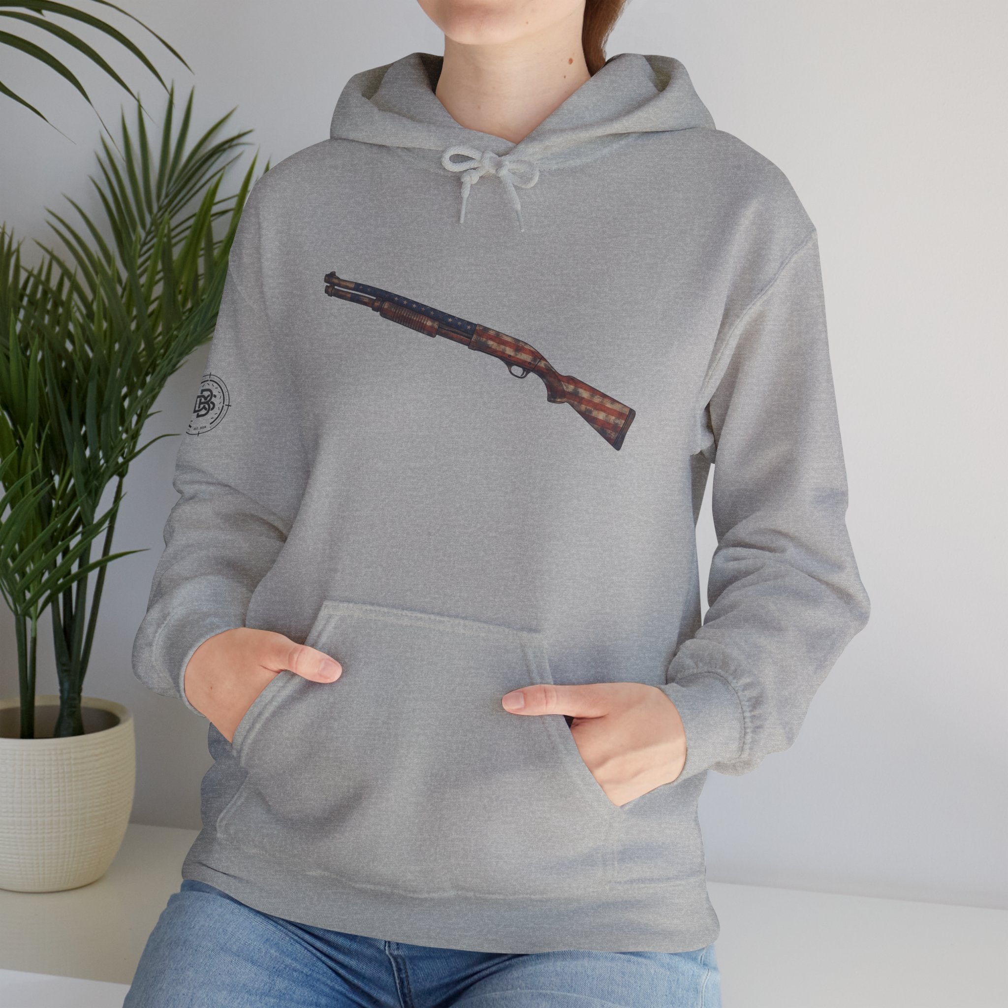United States Flag Shotgun Graphic Hoodie