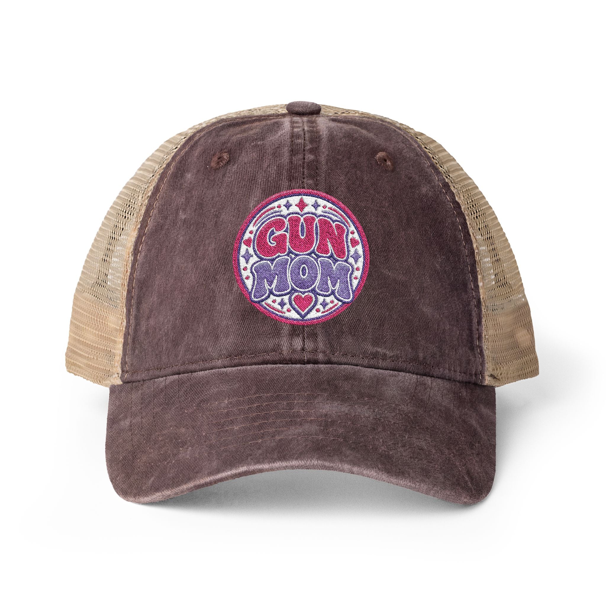 Gun Mom-mesh hat with ponytail slot
