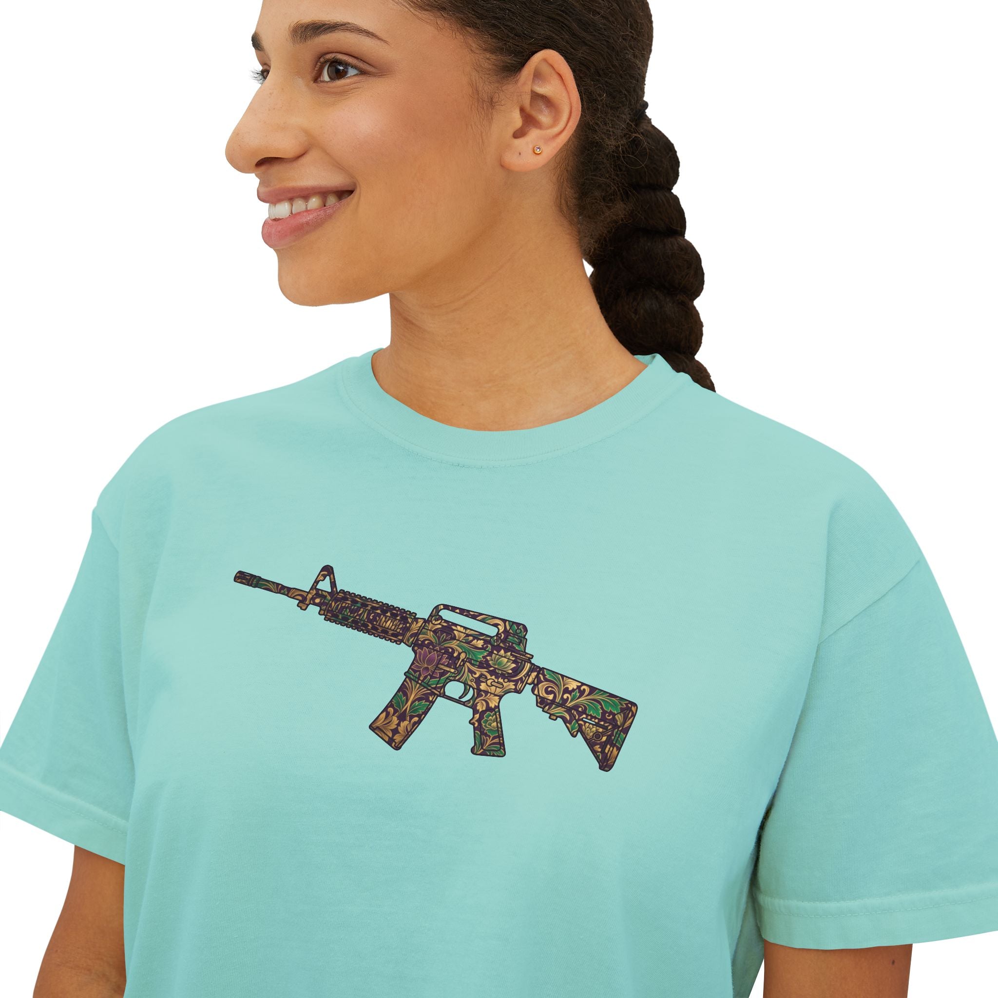The Floral Collection- AR Rifle-Women's Boxy Tee