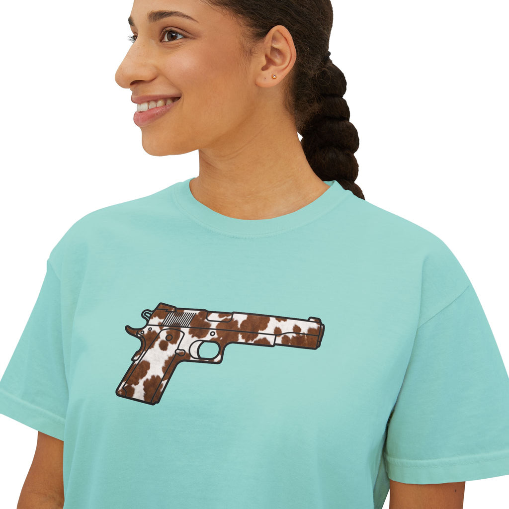 The Cowhide Collection- Pistol- Women's Boxy Tee