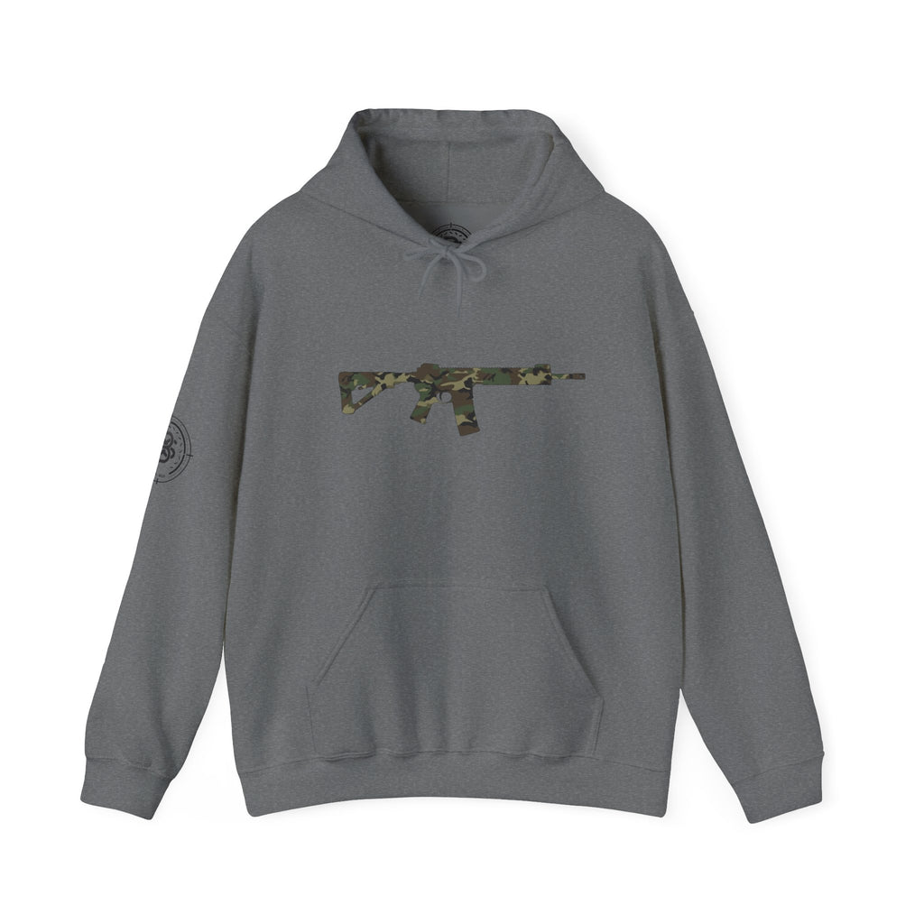 AR Rifle Camo Graphic Hoodie - Military Style Pullover
