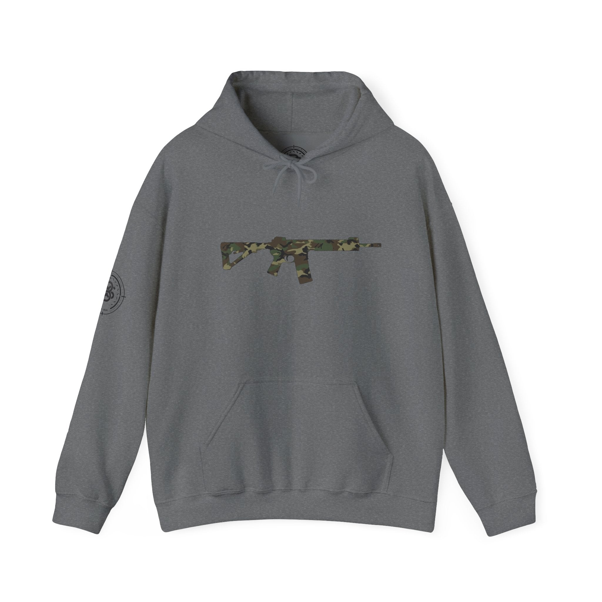 AR Rifle Camo Graphic Hoodie - Military Style Pullover