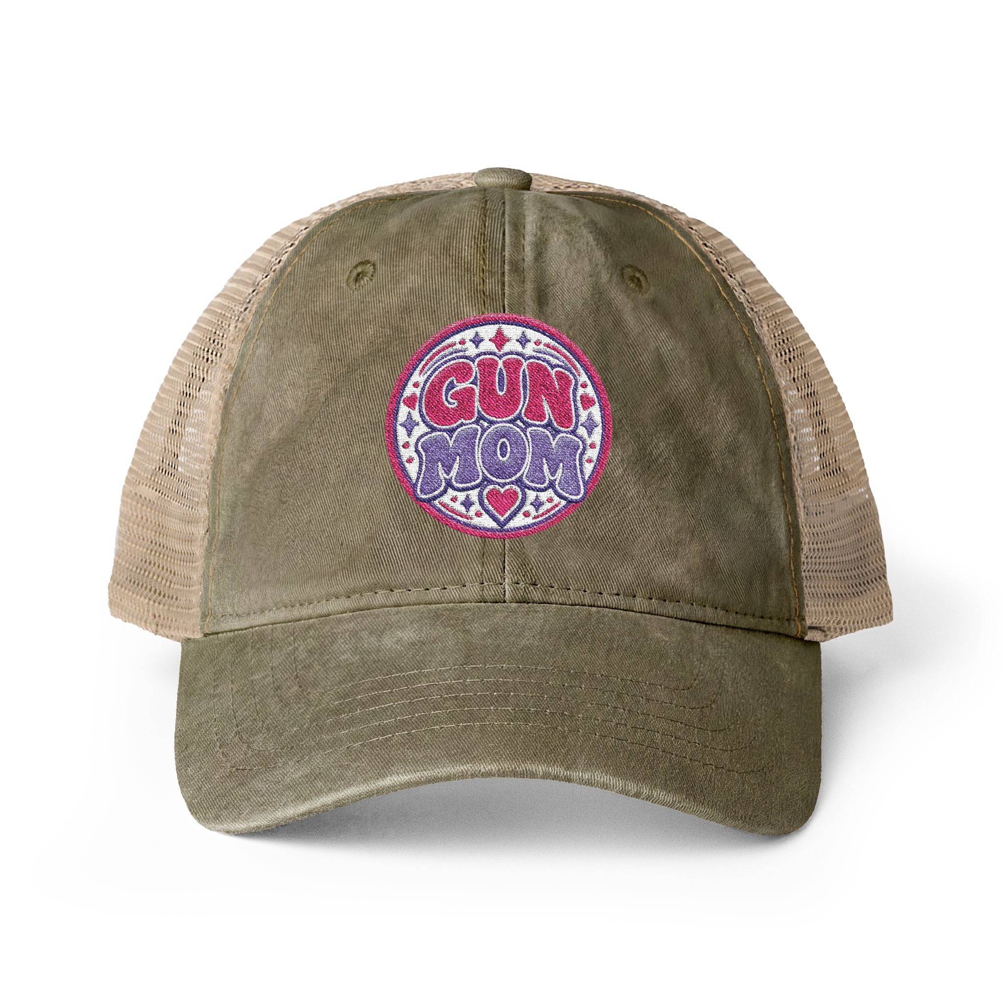 Gun Mom-mesh hat with ponytail slot