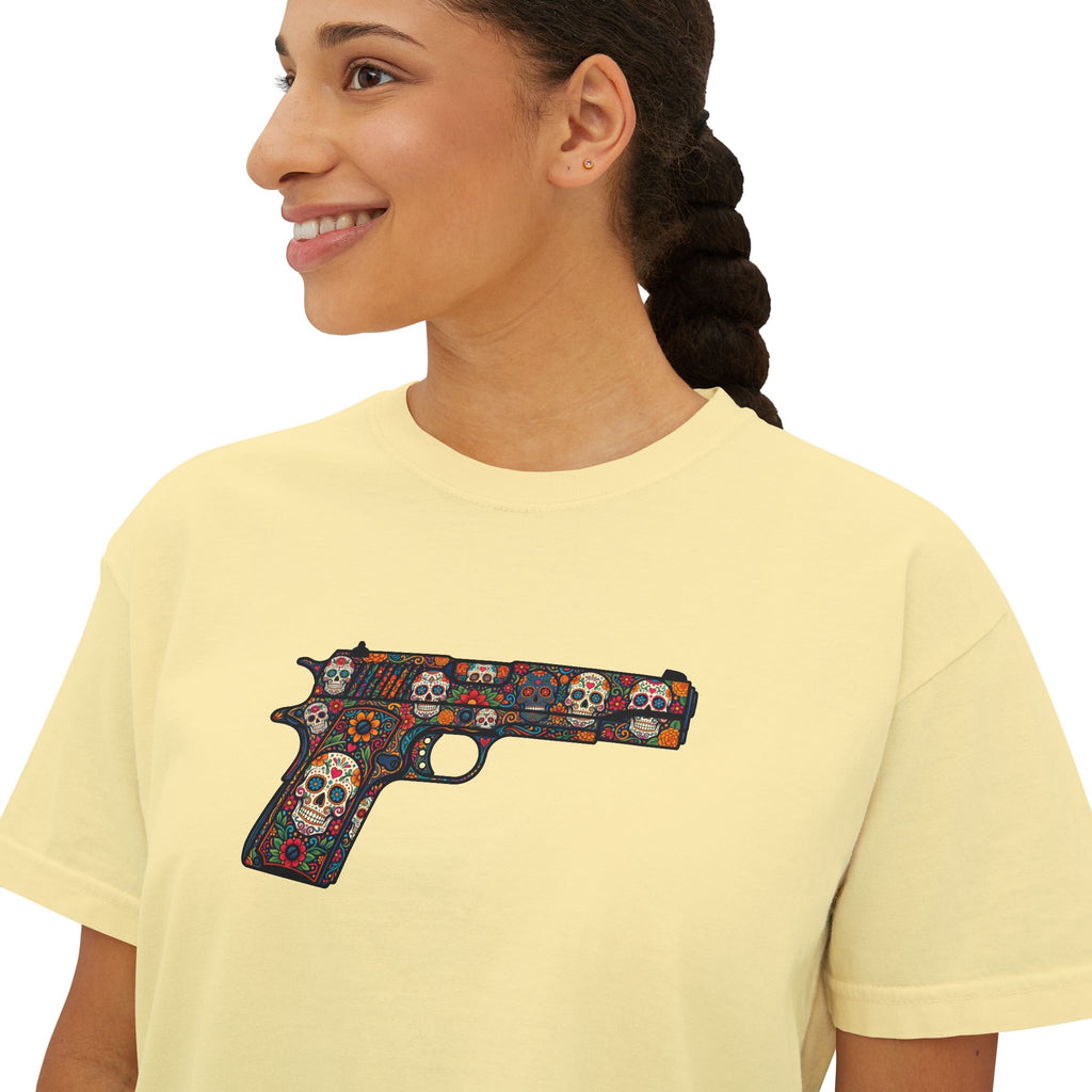 The Sugar Skull Collection -1911 Pistol- Women’s Boxy Tee