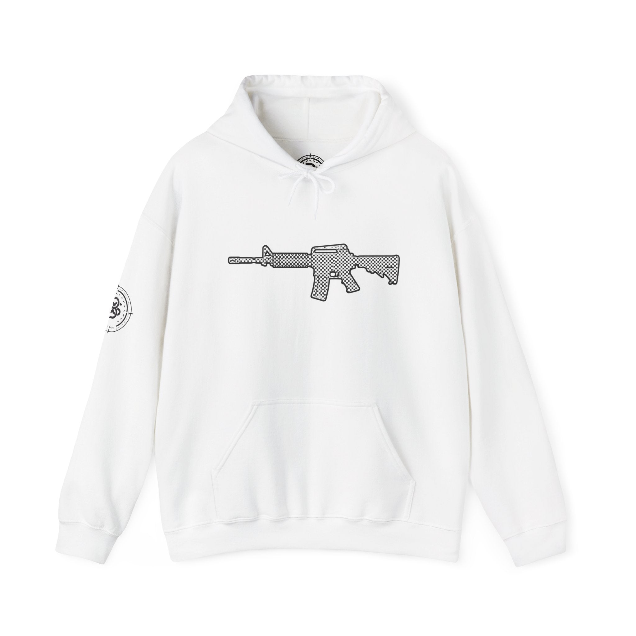 Checker Rifle Outline Graphic Hoodie