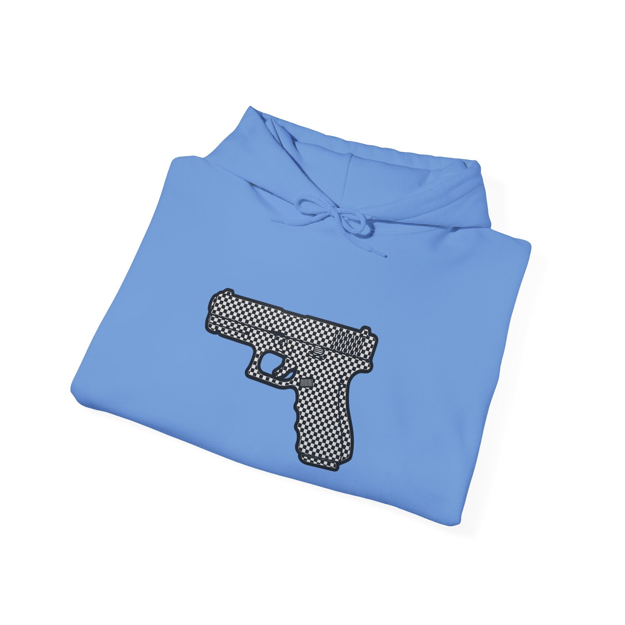 Checker Pistol Silhouette Hoodie - Graphic Pistol Pullover