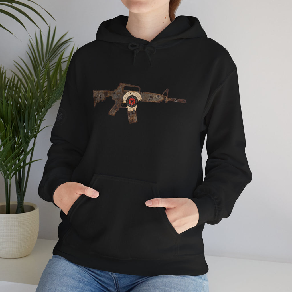 Vintage Metal AR Rifle Graphic Hoodie