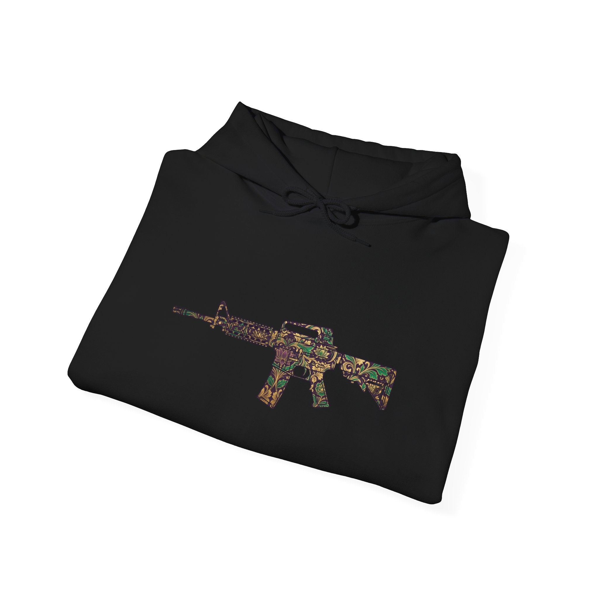 Floral AR Rifle-Vintage Gun Graphic Hoodie
