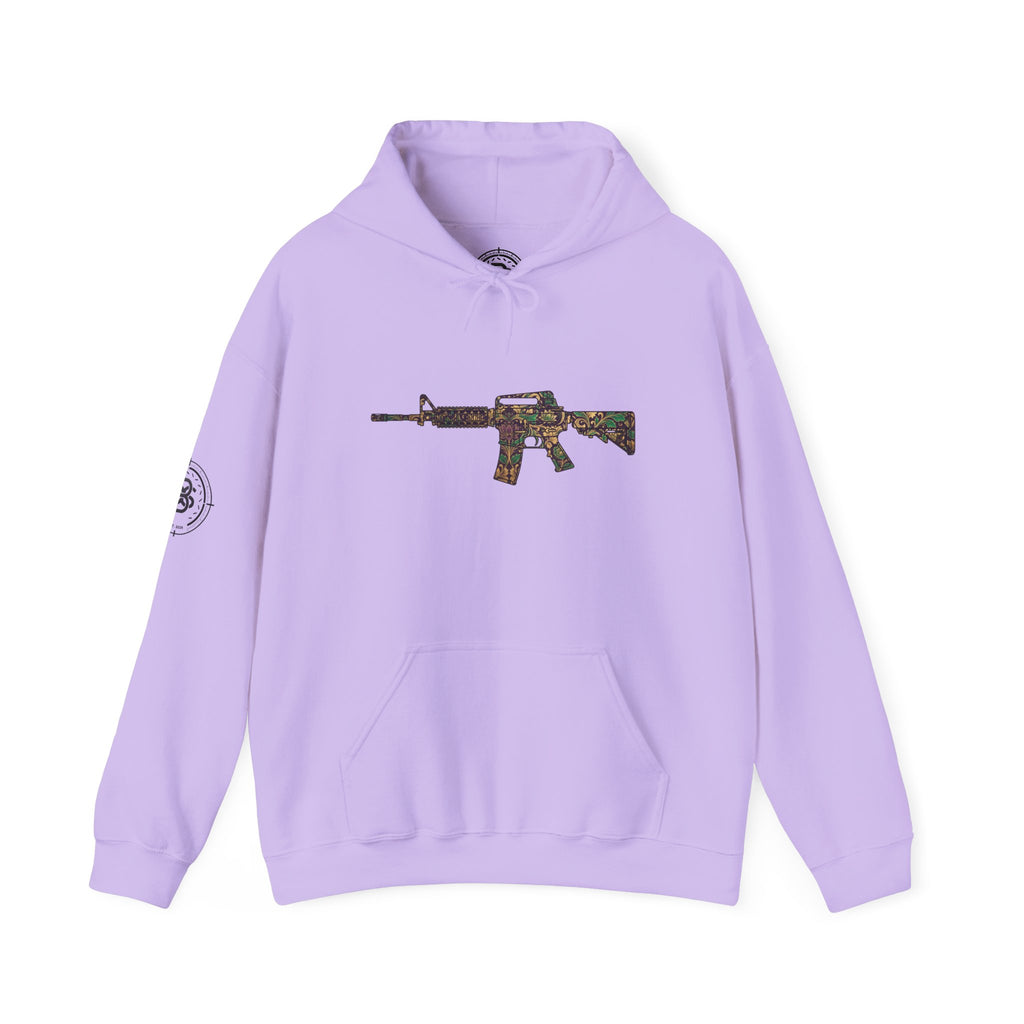 Floral AR Rifle-Vintage Gun Graphic Hoodie