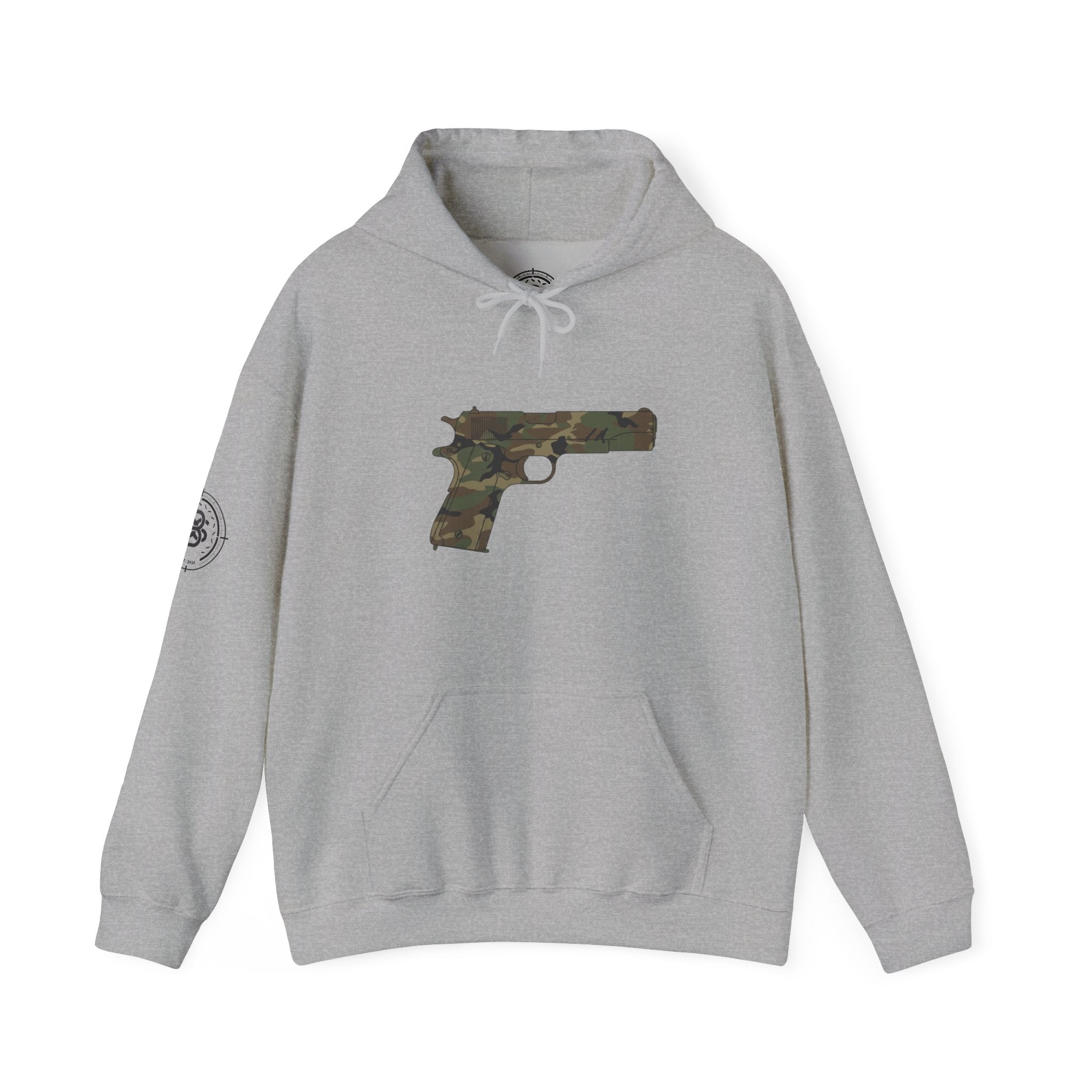 Camouflage Pistol Hoodie - Camo Gun Graphic Pullover