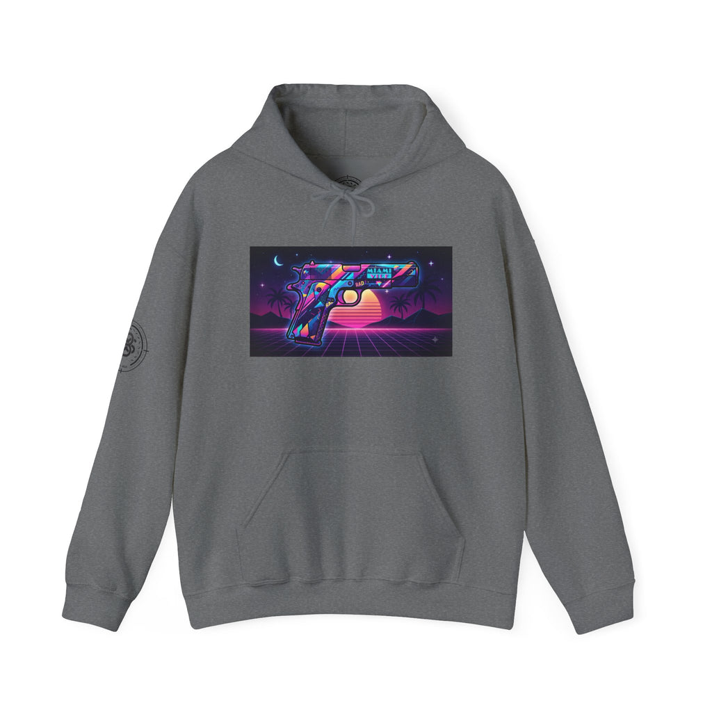 Retro 80's Pistol Sunset Hoodie — Neon Synthwave Vaporwave Graphic