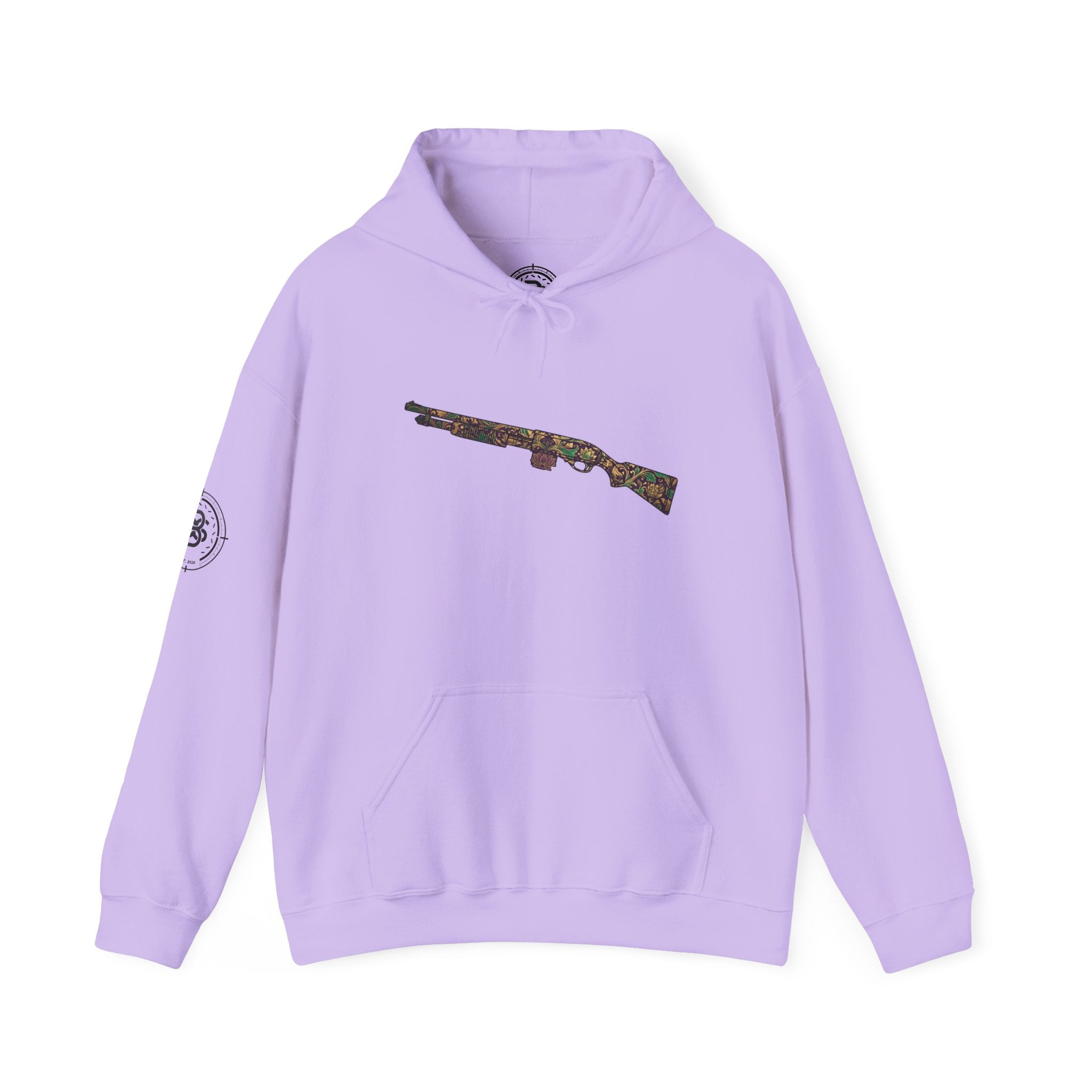 Floral Shotgun Hoodie-Vintage Gun Graphic