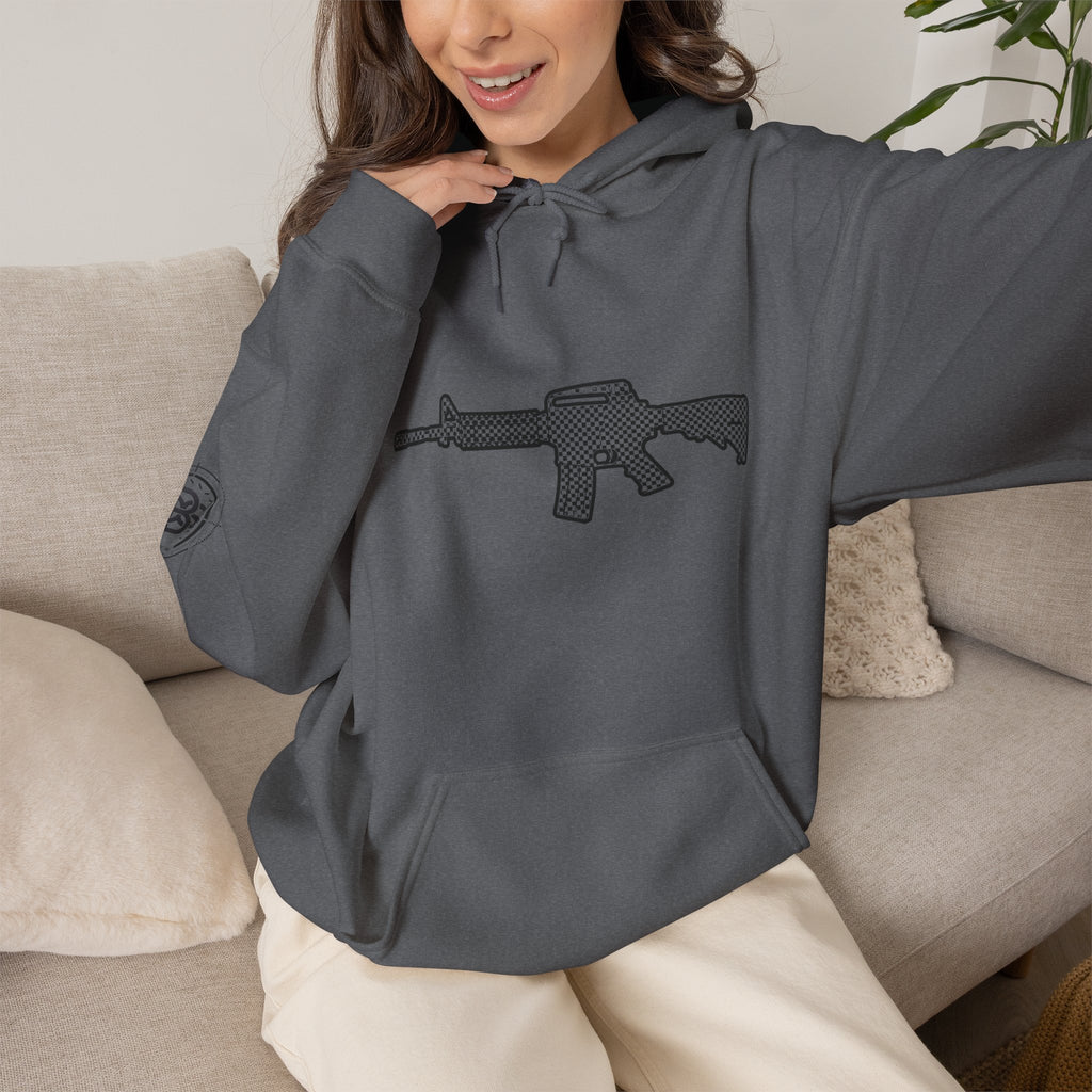 Checker Rifle Outline Graphic Hoodie