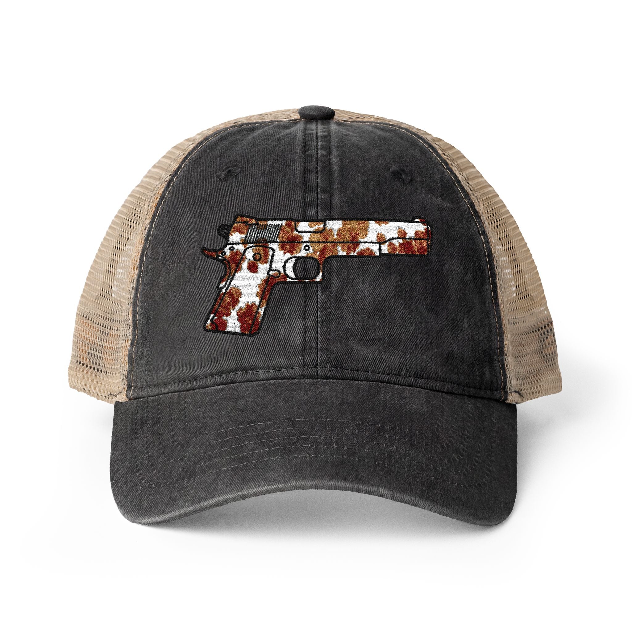 Cow Print Pistol Women's Washed Mesh-Back Cap